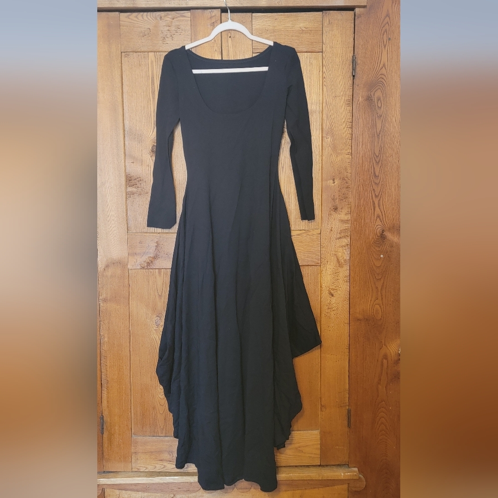 Designer Black Long Sleeve Floor Lenght  Gown